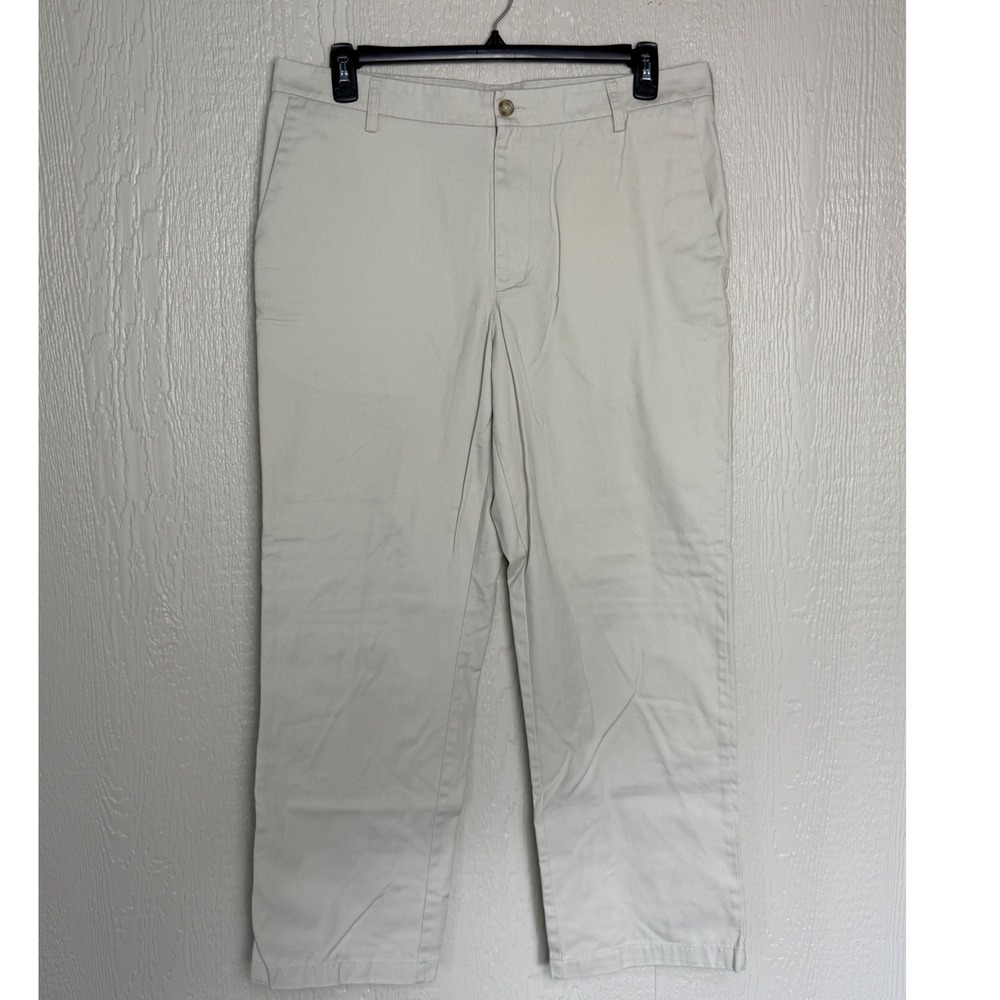 Merona Ultimate Chino Supreme Mens Khaki Pants 36x30 Tan Straight Leg Flat Front